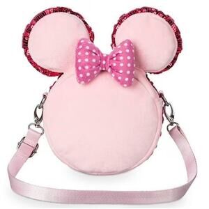 Disney Parks Minnie Mouse Macaron Plush Crossbody Bag Pink Sequin